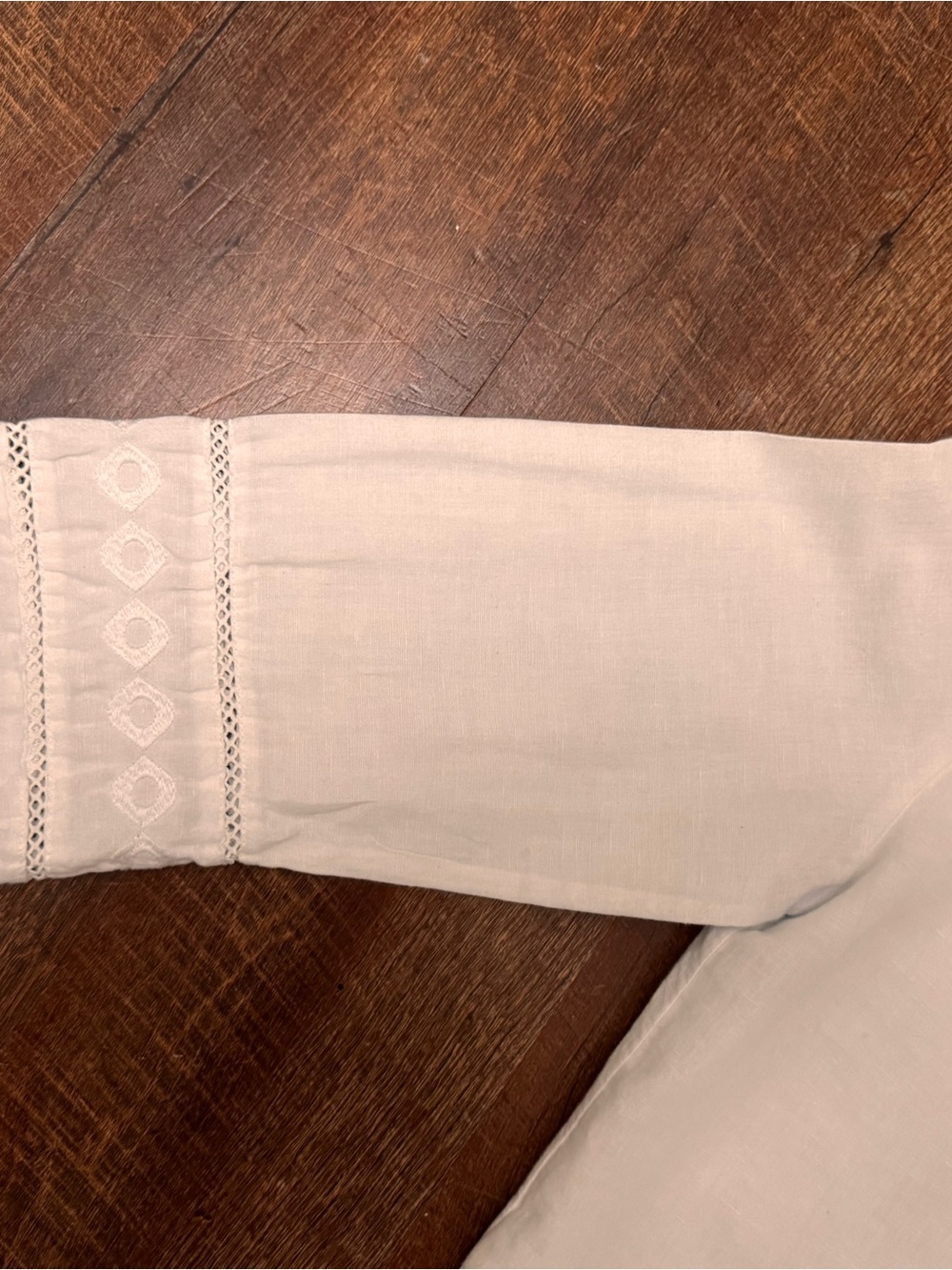 Rachel Zoe Cream Embroidered Linen Blend Peasant Blouse XL Boho Cottagecore - Picture 11 of 13